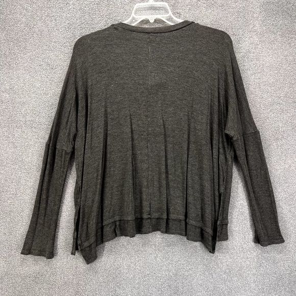 CY Fashion Sweater Womens Medium Gray Pullover tide up front waffle knit relaxed - Picture 2 of 14